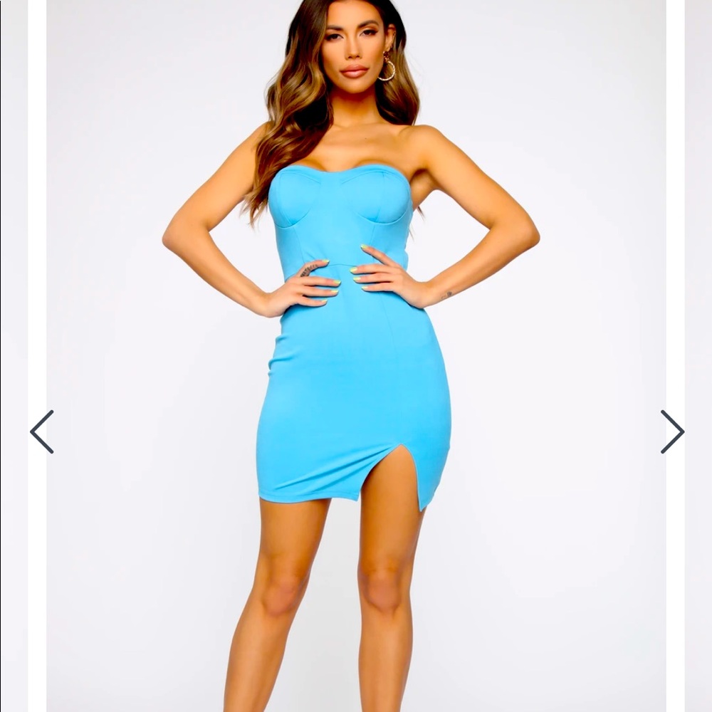 Baby blue fashion nova mini dress size XL